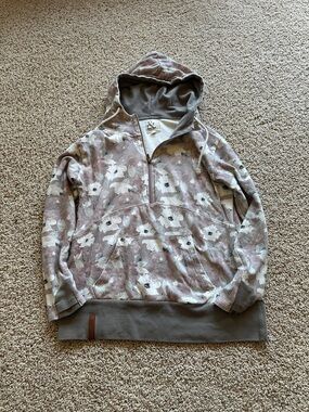 AMPERSAND AVE Taupe Floral Half-Zip Hoodie
